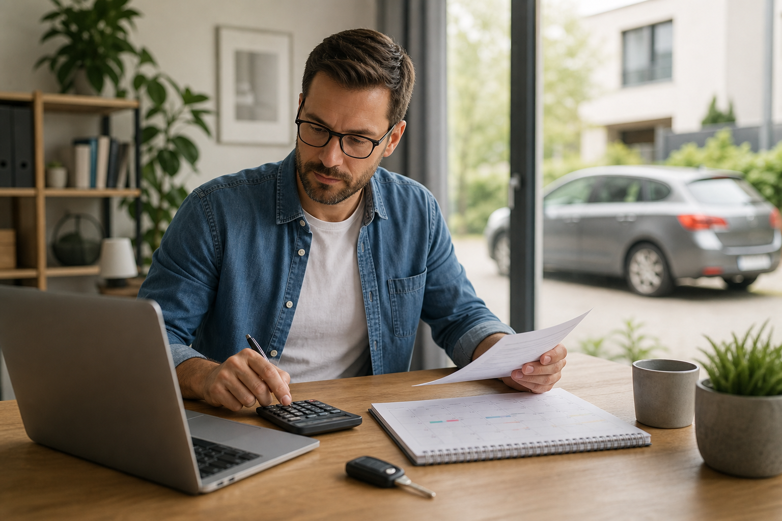 Angestellter vergleicht Firmenwagenbesteuerung und tatsächliche Fahrten im Homeoffice